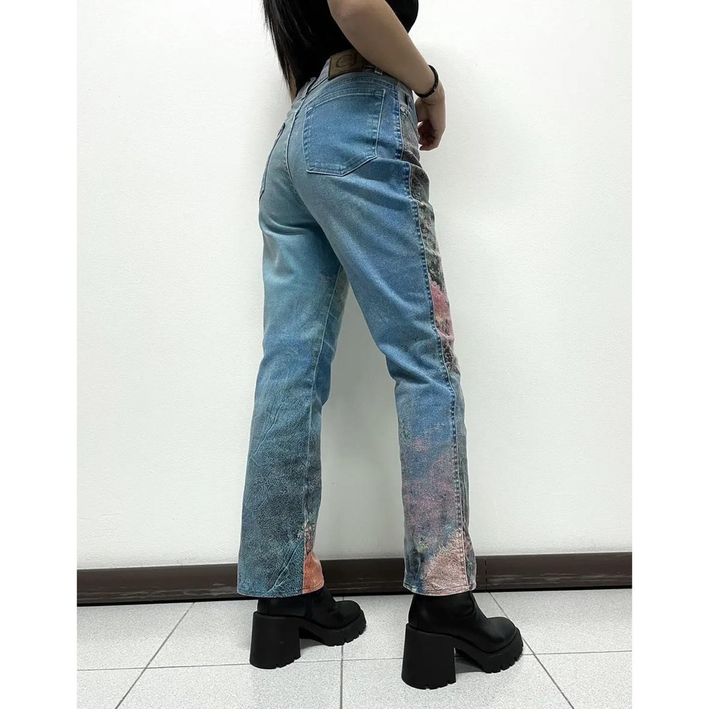 Cavalli Jeans Pants Womens 26 Blue Coral Vintage 90s Underwater Abstract Print - Picture 4 of 5